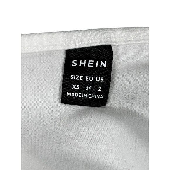 Set Of 2 Shein Long Sleeve White & Light Blue Square Neck Tops XS 95% Polyester - Picture 4 of 14